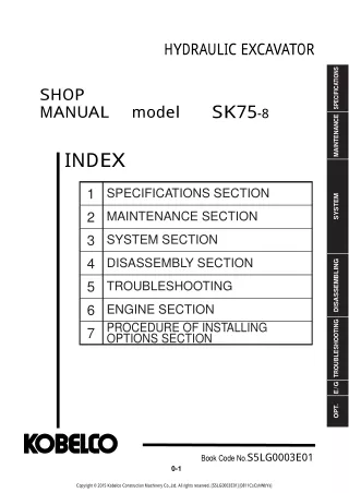 Kobelco SK75-8 HYDRAULIC EXCAVATOR Service Repair Manual