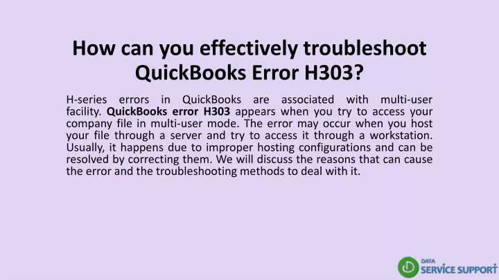 how can you effectively troubleshoot quickbooks error h303