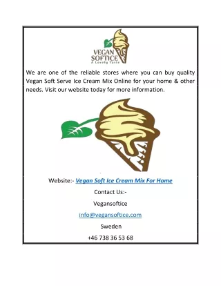 Vegan Soft Ice Cream Mix For Home | Vegan Softice