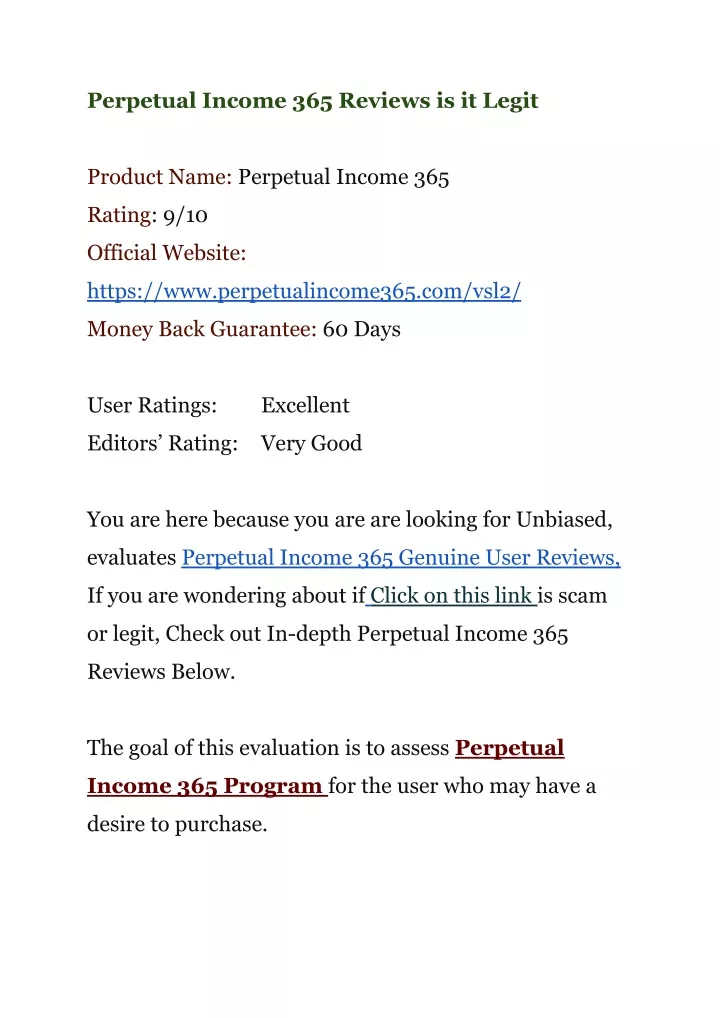 perpetual income 365 reviews is it legit