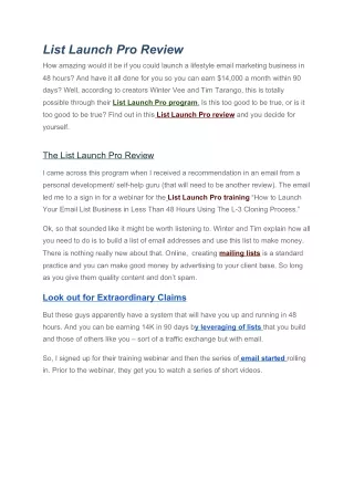 list launch pro review