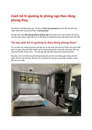 Cach bo tri giuong tu phong ngu theo dung phong thuy
