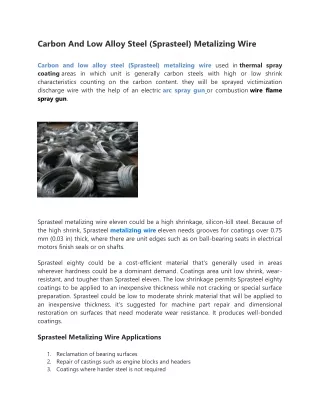 carbon and low alloy steel sprasteel metalizing