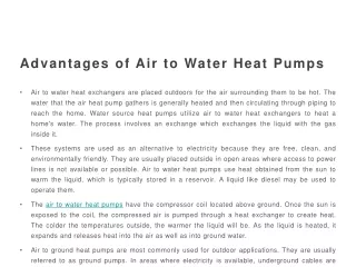advantages of air to water heat pumps