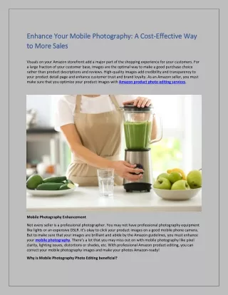 Enhance Your Mobile Photography A Cost-Effective Way to More Sales