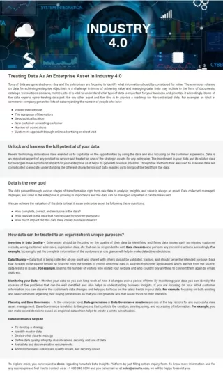 Treating Data As An Enterprise Asset In Industry 4.0