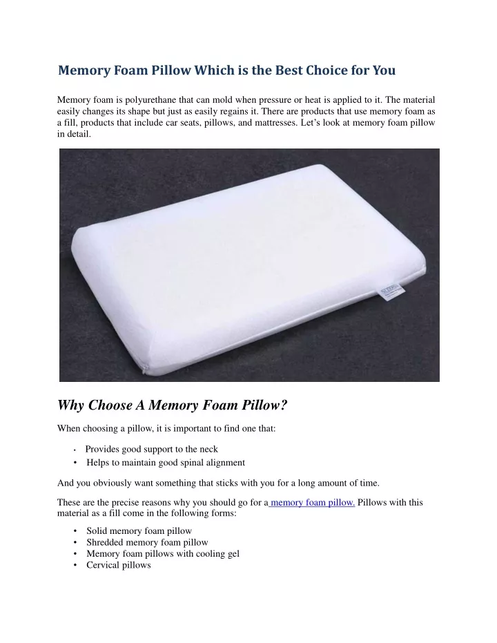 memory foam pillow which is the best choice