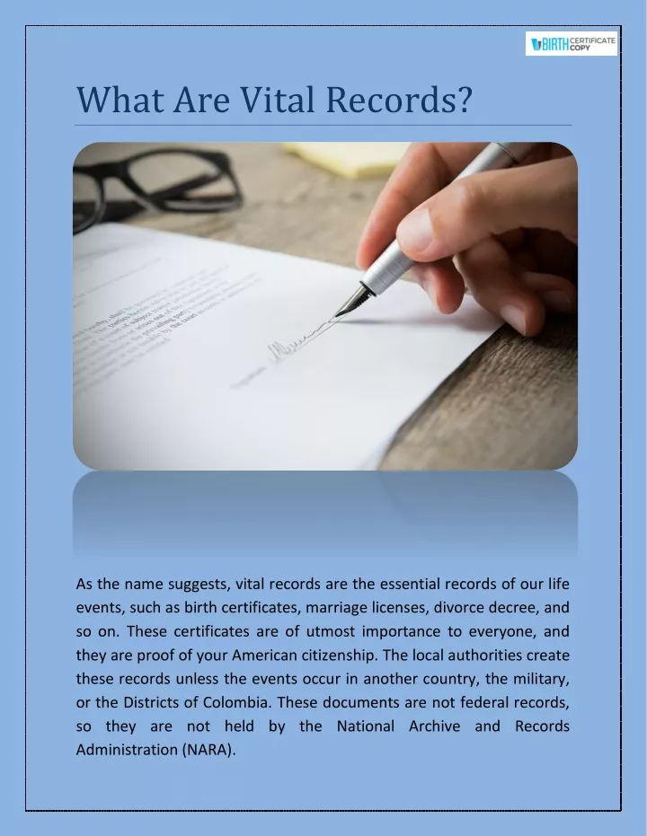 Ppt What Are Vital Records Vital Records Uses Powerpoint Presentation Id10598165 8052