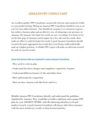 amazon ppc consultant