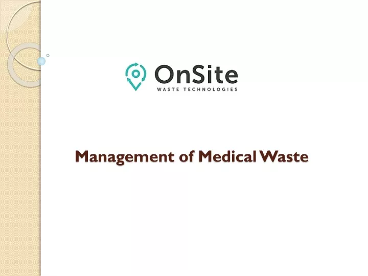 management of medical w aste