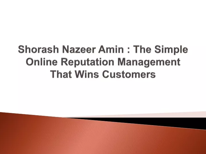 shorash nazeer amin the simple online reputation management that wins customers