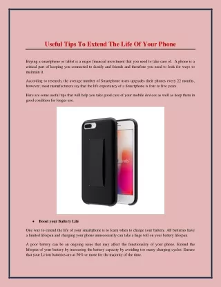useful tips to extend the life of your phone