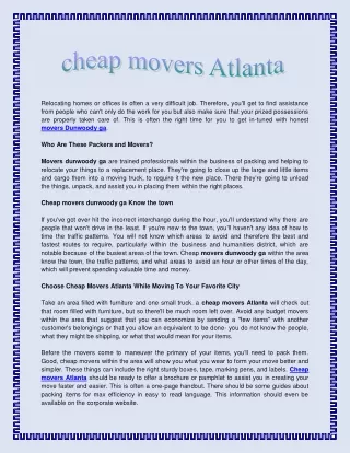 cheap movers Atlanta