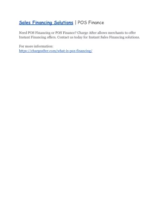 sales financing solutions pos finance