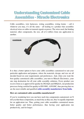 cable assemblies wire harnesses wiring assemblies
