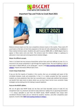 Important Tips and Tricks to Crack Neet 2021-converted
