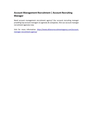 account management recruitment account recruiting