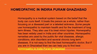 HOMEOPATHIC IN INDIRA PURAM GHAZIABAD