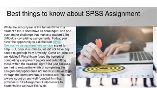 Best SPSS Assignment Help Service