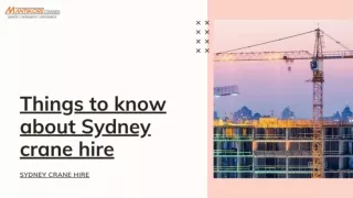 Things to know about Sydney crane hire