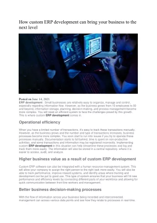 How custom ERP development can bring your business to the next level