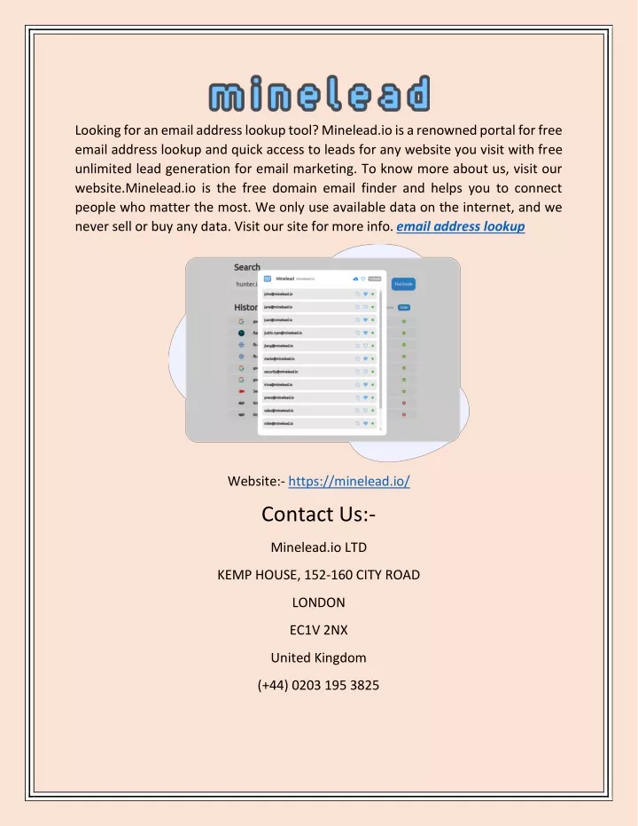 looking for an email address lookup tool minelead