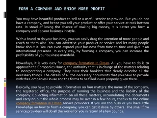 form a company and enjoy more profit