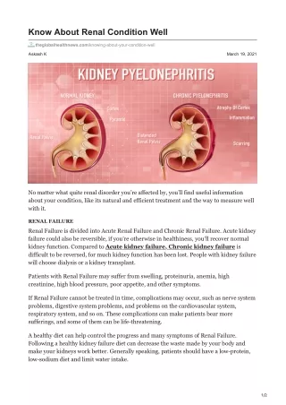 know about renal condition well