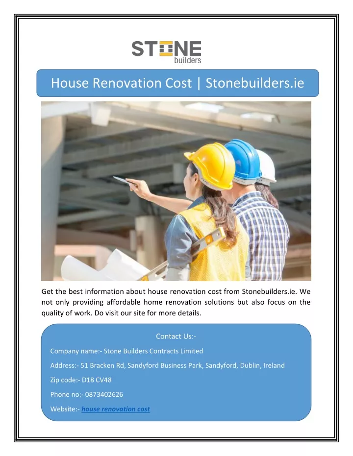 house renovation cost stonebuilders ie