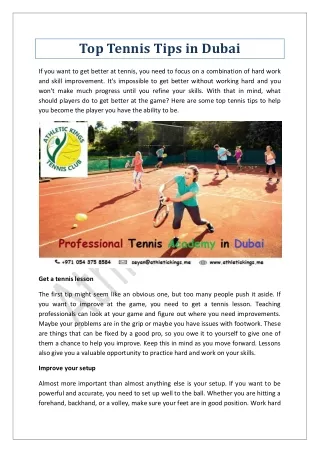 Top Tennis Tips in Dubai
