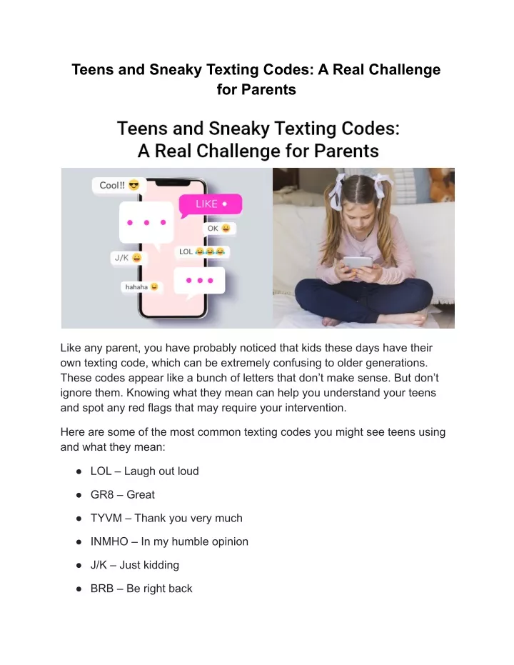 teens and sneaky texting codes a real challenge