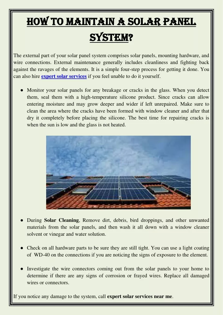 how to maintain a solar panel how to maintain