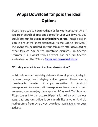 9apps download for pc is the ideal options
