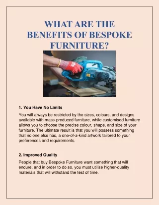 what are the benefits of bespoke furniture