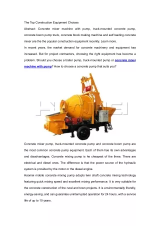 the top construction equipment choices