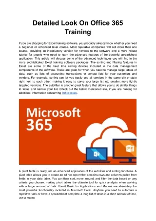 Detailed Look On Office 365 Training