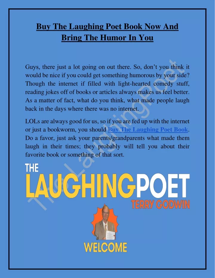 buy the laughing poet book now and bring