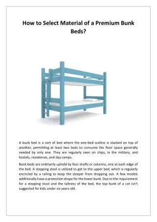 how to select material of a premium bunk beds