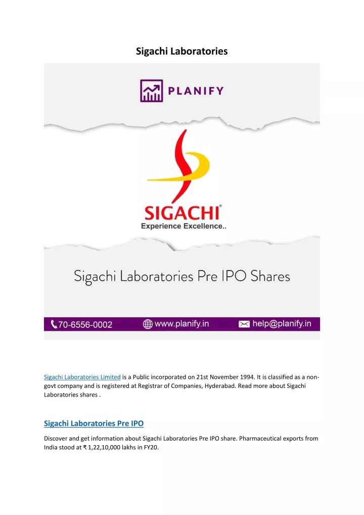 sigachi laboratories