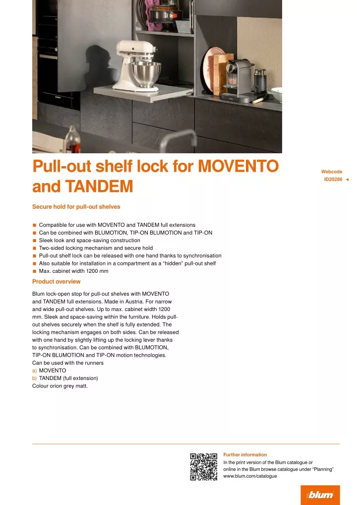 pull out shelf lock for movento and tandem