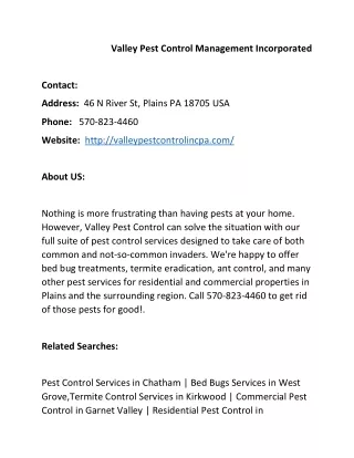 valley pest control management incorporated