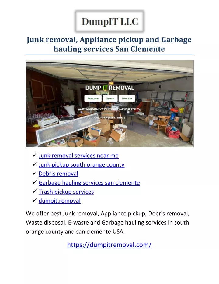 junk removal appliance pickup and garbage hauling