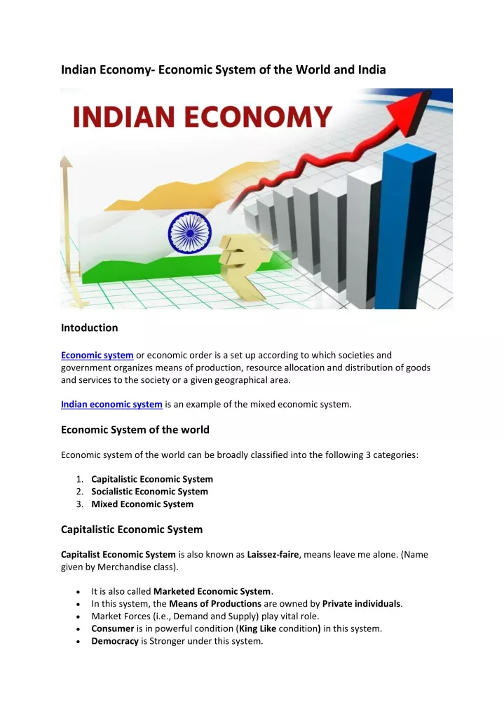 indian economy economic system of the world