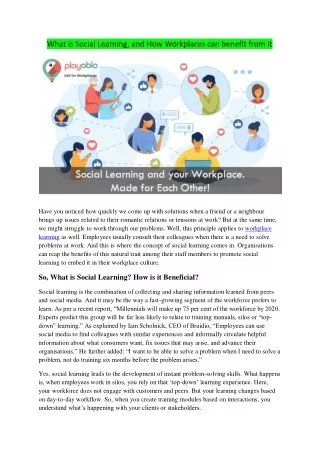 what is social learning and how workplaces