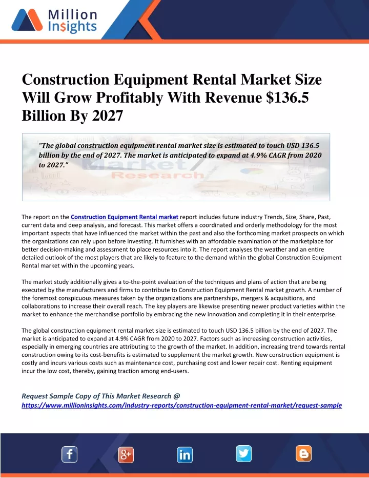 construction equipment rental market size will
