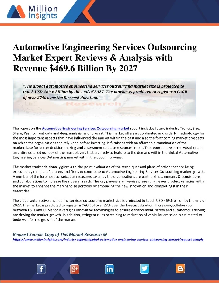 PPT - Automotive Engineering Services Outsourcing Market Expert Reviews ...