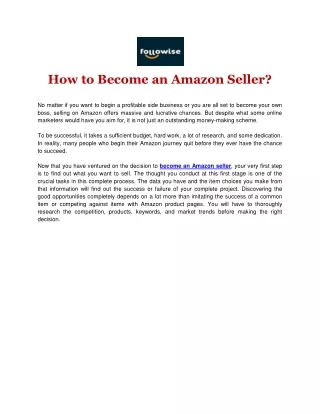 How to Become an Amazon Seller?