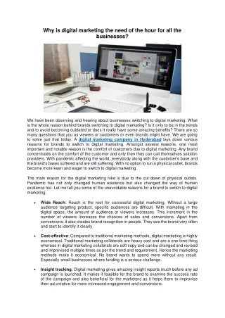 why is digital marketing the need of the hour