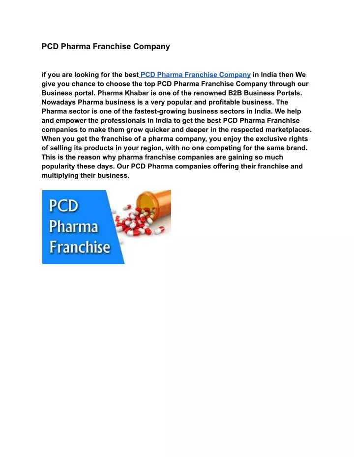 pcd pharma franchise company