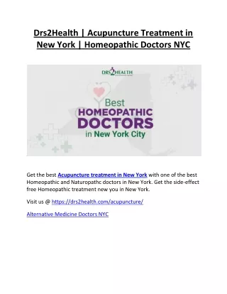 Drs2Health | Acupuncture Treatment in New York | Homeopathic Doctors NYC